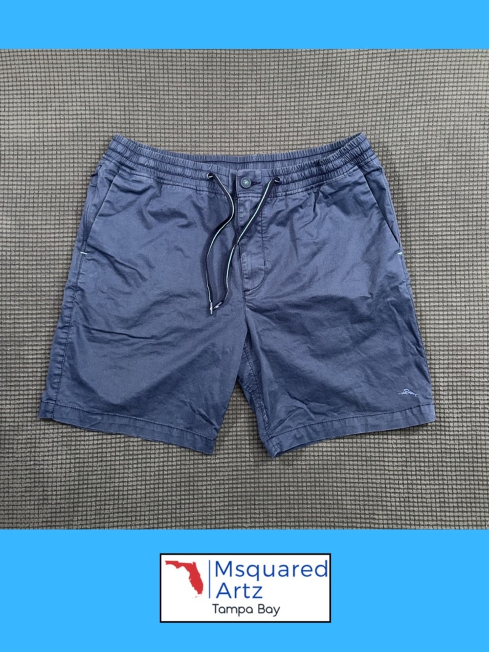 Tommy Bahama Blue Beach Shorts Mens Large Elastic Waist Swim Casual Hybrid